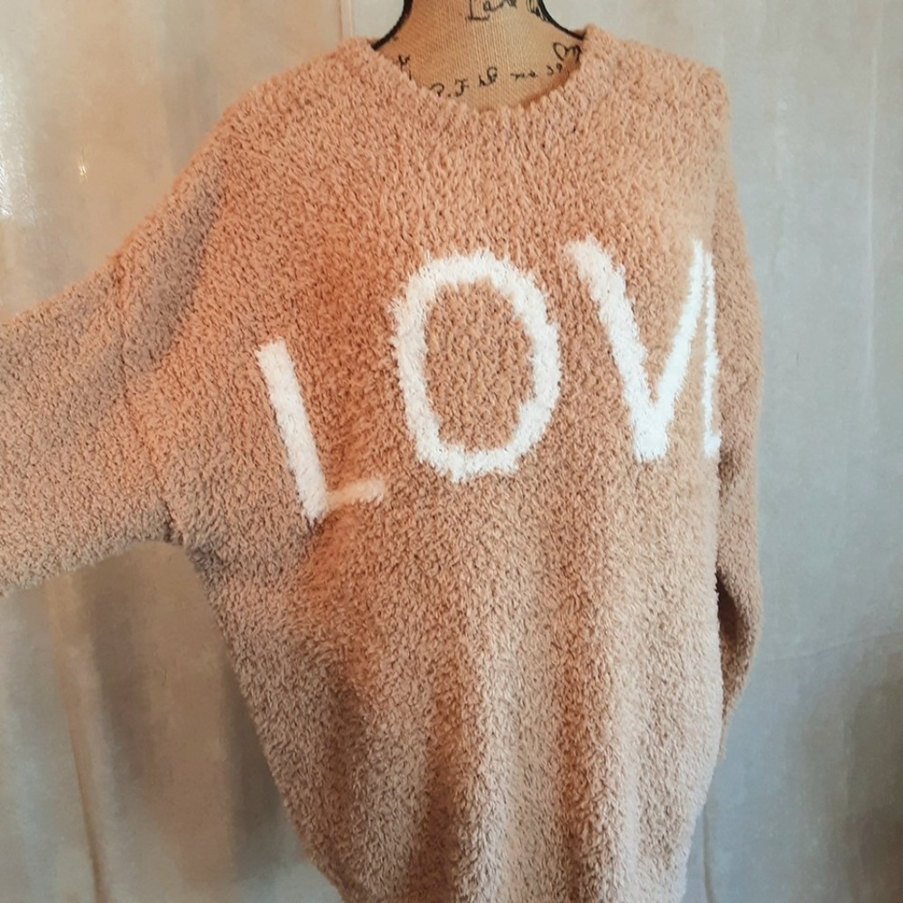 NWOT Cozy LOVE Camel Beige Soft Pullover Sweater Fuzzy Plush Size 1X/2X
